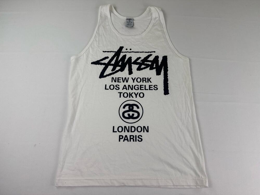Stussy Tank Top White World Tour Logo Small
